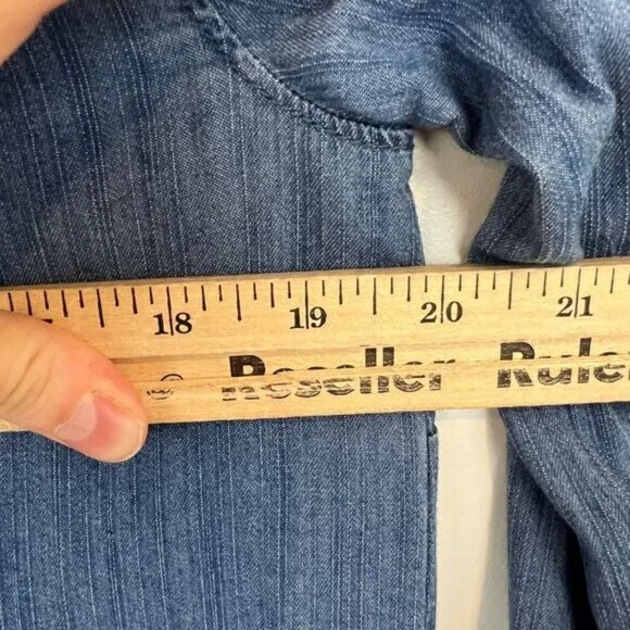 Motherhood Maternity Small Blue Denim Button Down Knee Length Dress Pregnancy - Picture 7 of 15